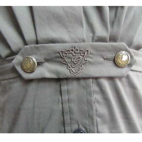 Gucci Womens Army Green V-Neck Cotton Blend Blouse - Picture 4 of 5